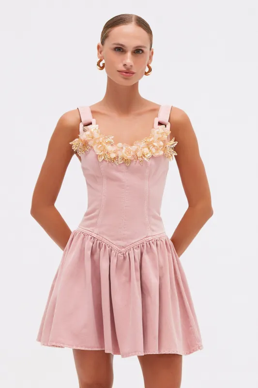 PINK DENIM MINI DRESS sold by PatBO
