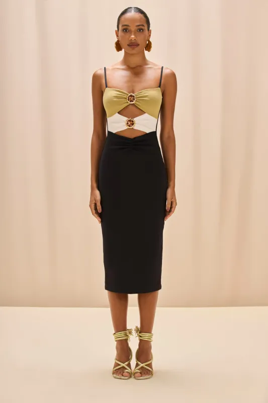 JADE KNIT CUT OUT MIDI DRESS made by PatBO