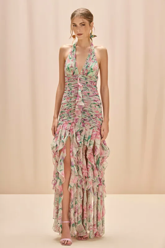 HONEY FLOWER PLUNGE GOWN sold by PatBO