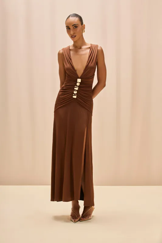 MOONLIT JERSEY PLUNGE GOWN made by PatBO