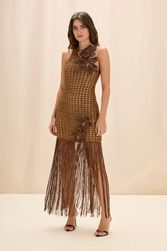 GAIA KNIT FRINGE MAXI DRESS made by PatBO