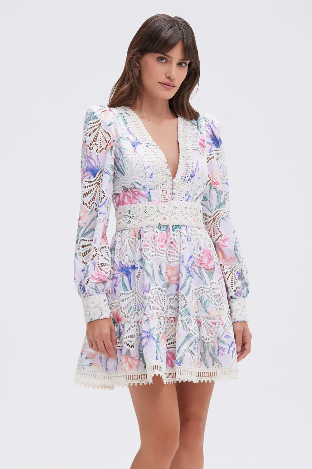 AMARYLLIS EMBROIDERED MINI DRESS sold by PatBO
