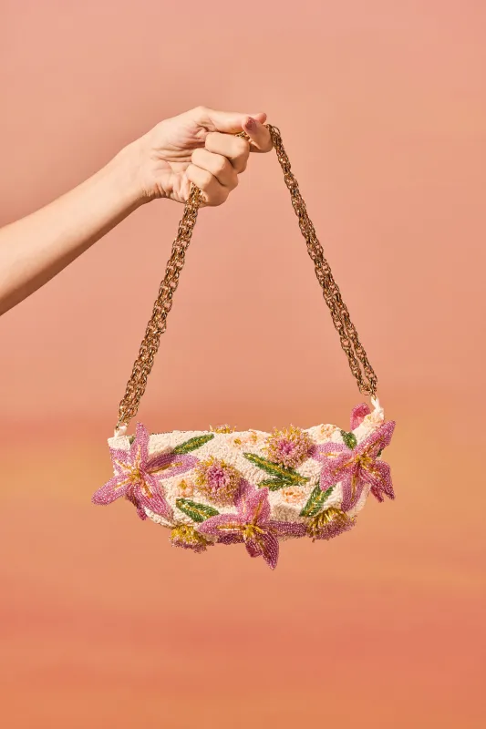 BRUMA COTTON POPLIN BAG EMBROIDERED FLOWERS sold by PatBO