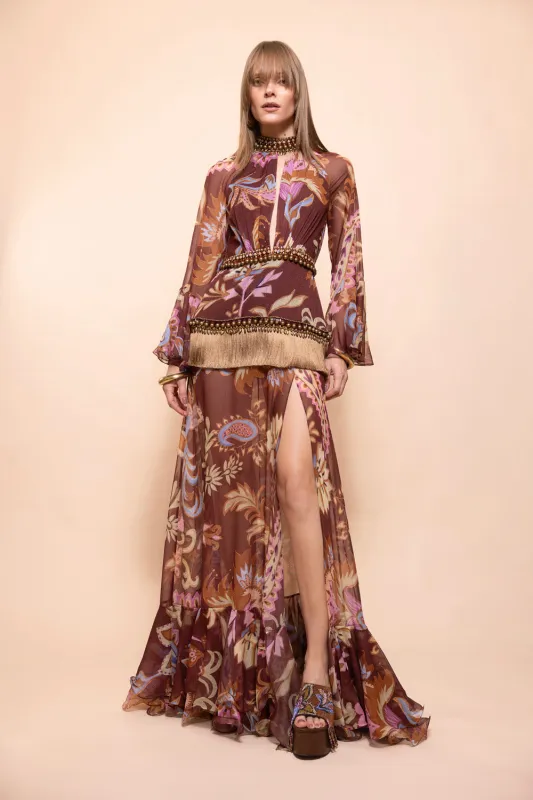 Boho Long-Sleeve Plunging Gown made by PatBO