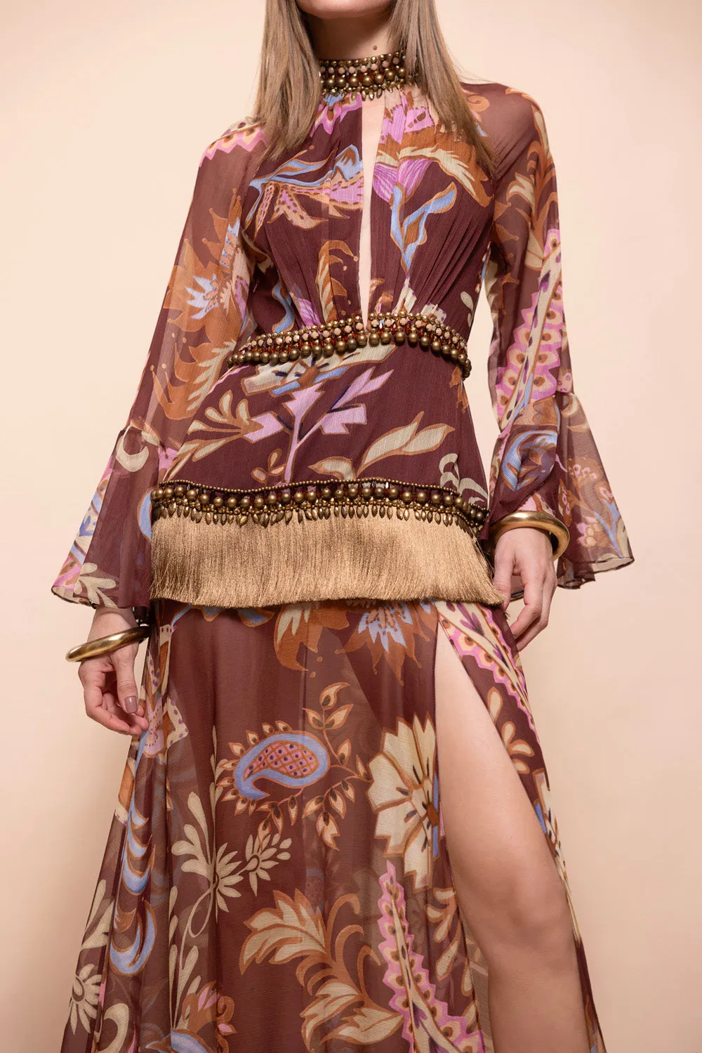 Boho Long-Sleeve Plunging Gown sold by PatBO product image thumbnail 2