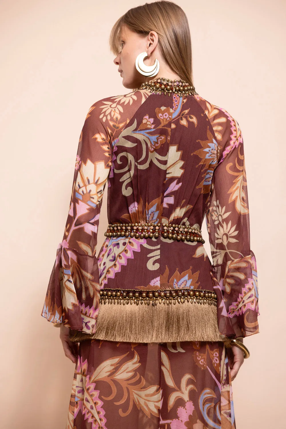Boho Long-Sleeve Plunging Gown sold by PatBO product image thumbnail 3