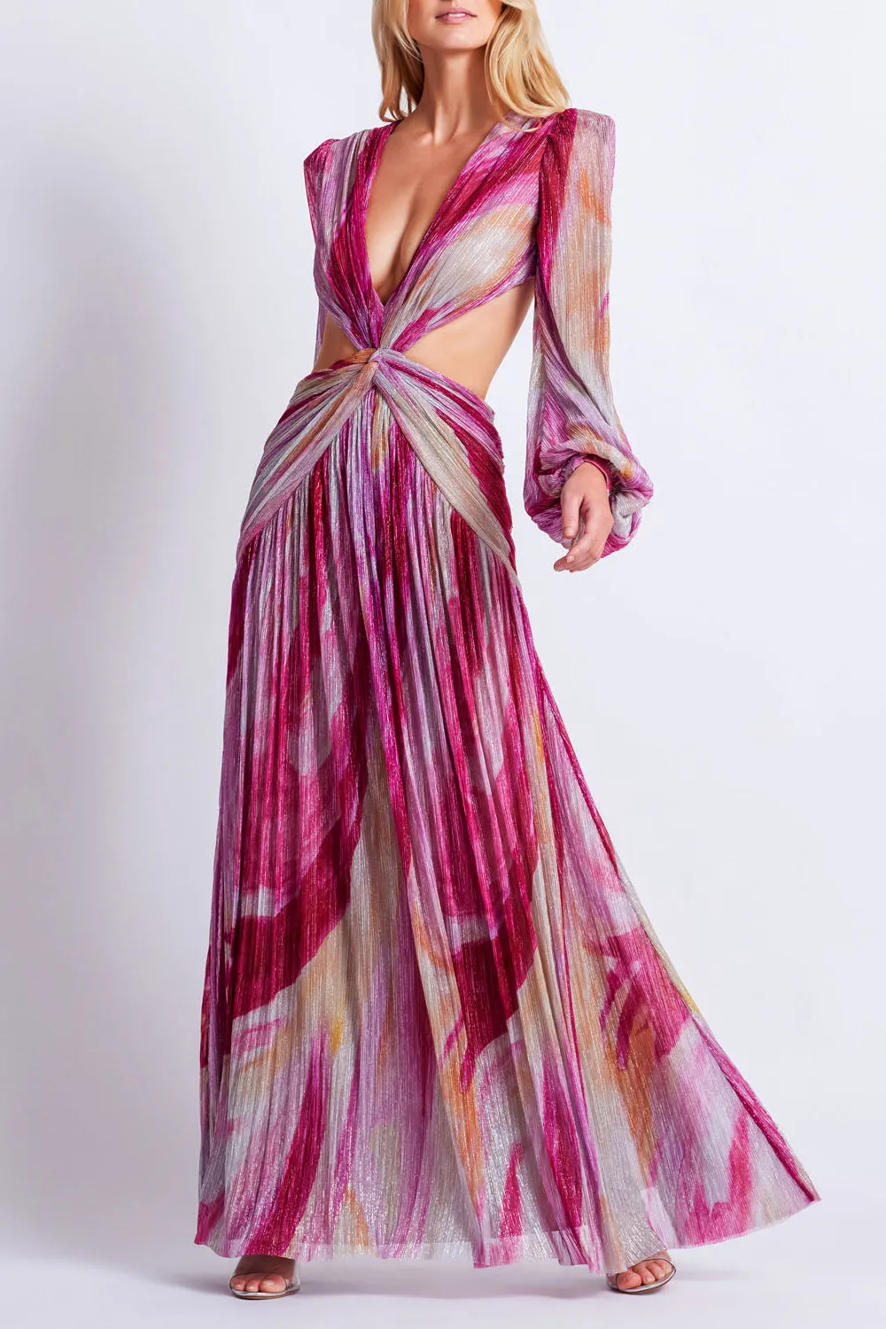 Aura Metallic Plunge Maxi Dress sold by PatBO product image thumbnail 2
