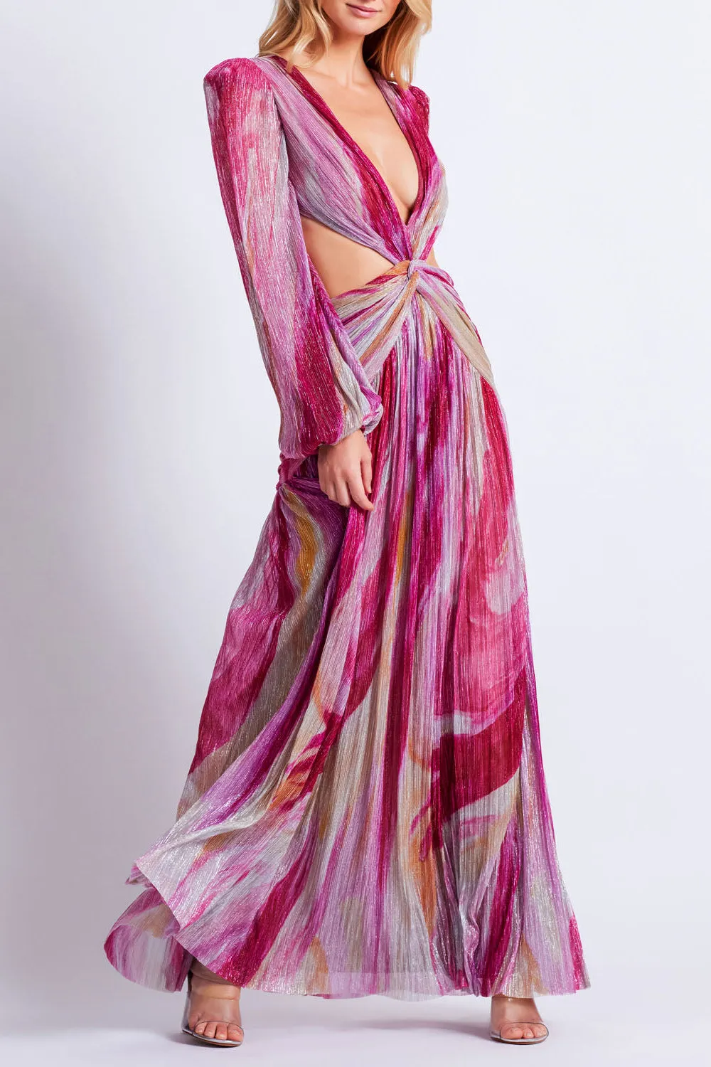 Aura Metallic Plunge Maxi Dress sold by PatBO product image thumbnail 3