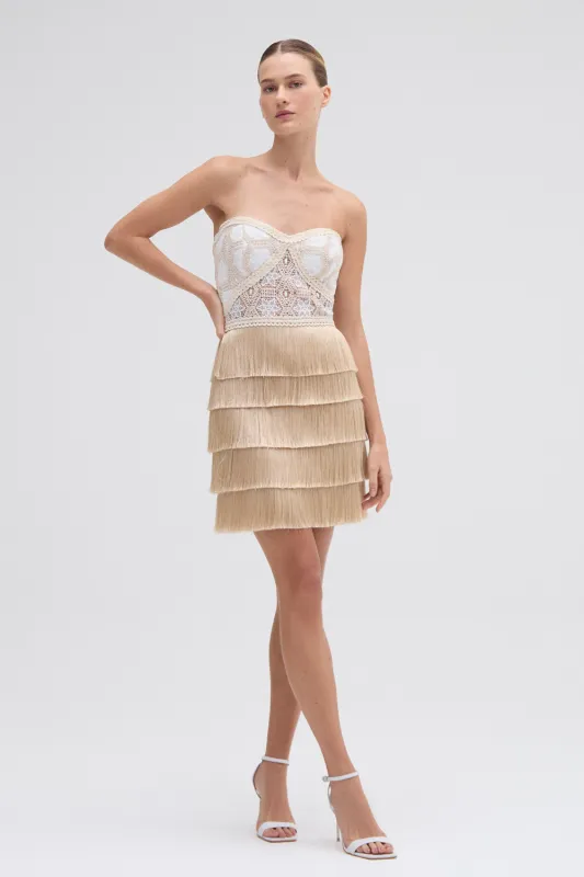 NATURAL CROCHET MINI DRESS made by PatBO