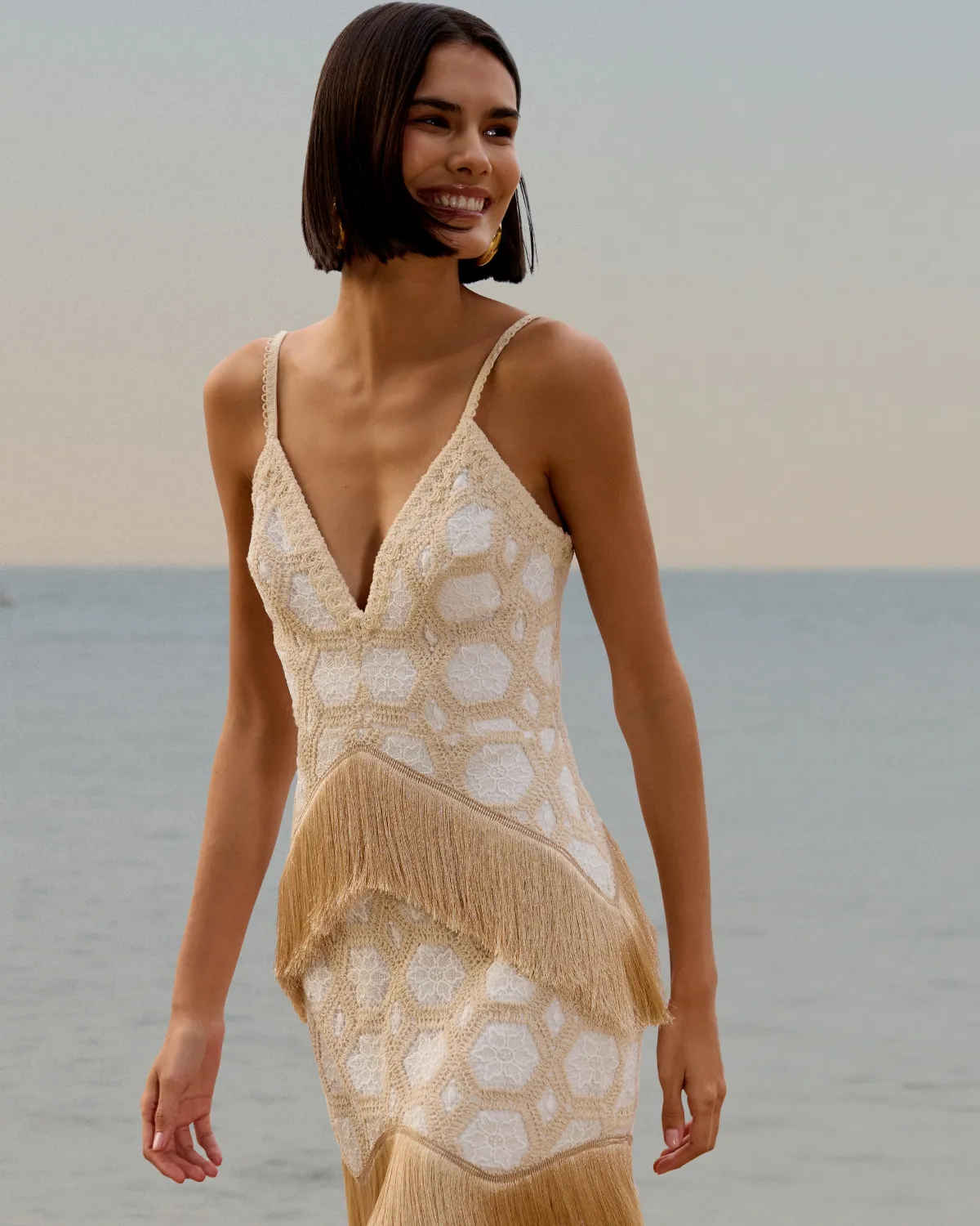 NATURAL CROCHET PLUNGE MINI DRESS sold by PatBO product image thumbnail 4