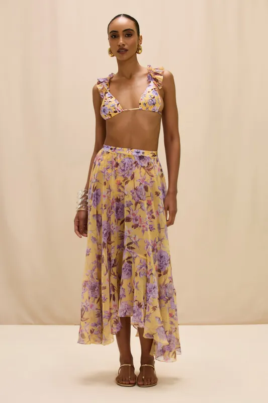 PEONY PRINT LYCRA MAXI SKIRT made by PatBO