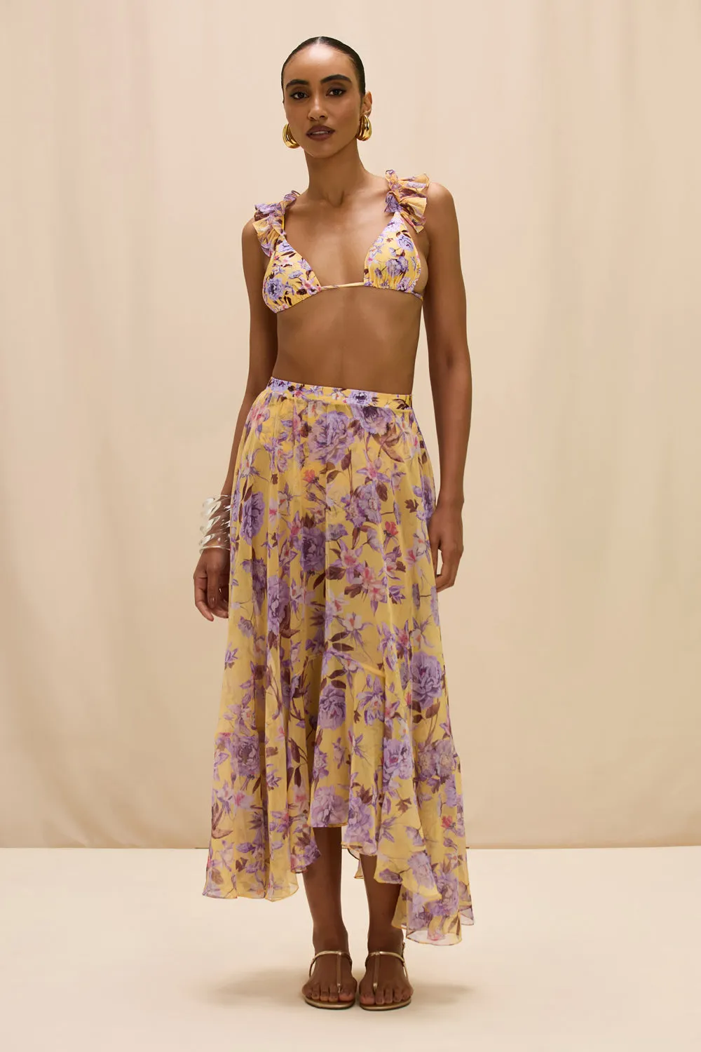 PEONY PRINT LYCRA MAXI SKIRT sold by PatBO
