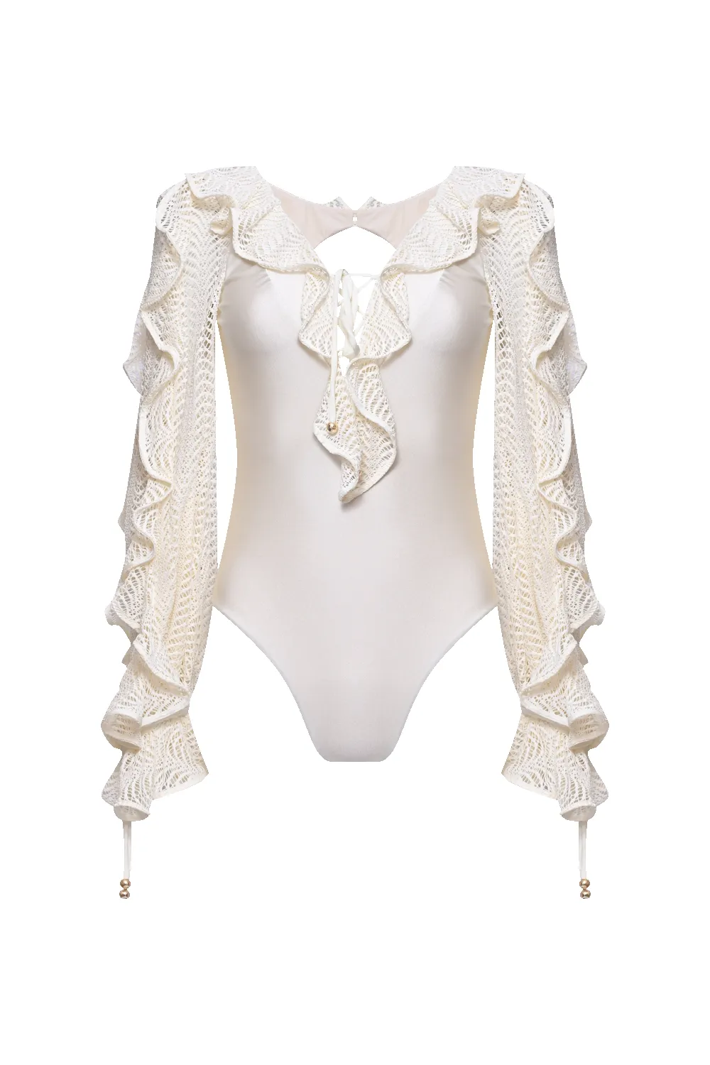 JADE LYCRA PLUNGE MESH BODYSUIT sold by PatBO product image thumbnail 2