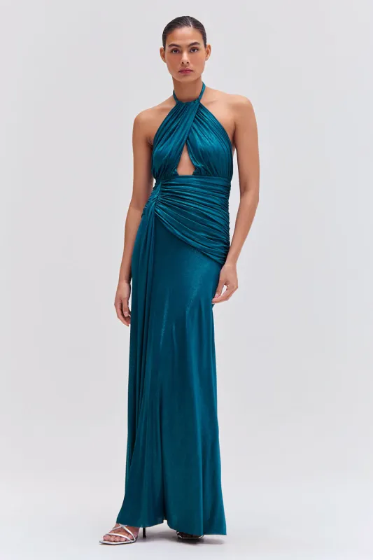 Metallic Jersey Halterneck Maxi Dress made by PatBO