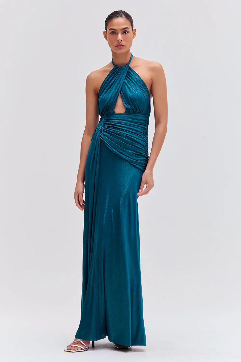Metallic Jersey Halterneck Maxi Dress sold by PatBO