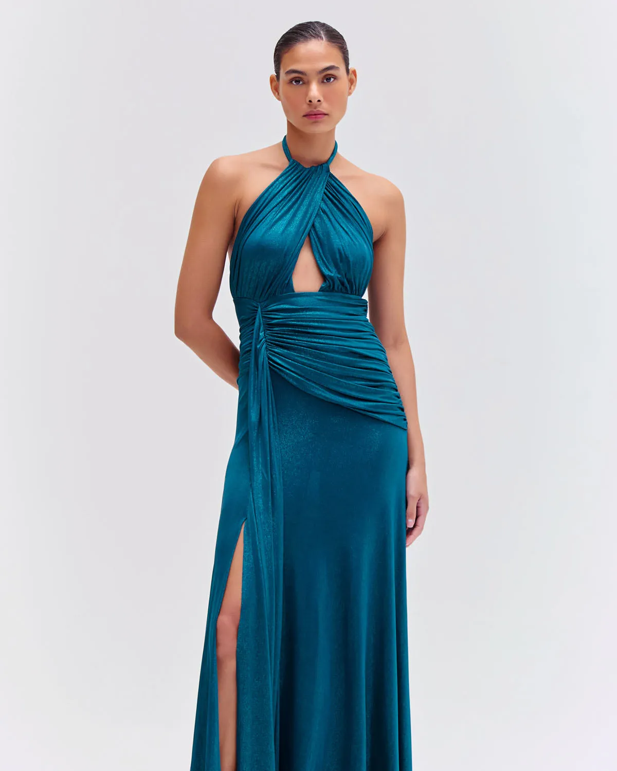 Metallic Jersey Halterneck Maxi Dress sold by PatBO product image thumbnail 2