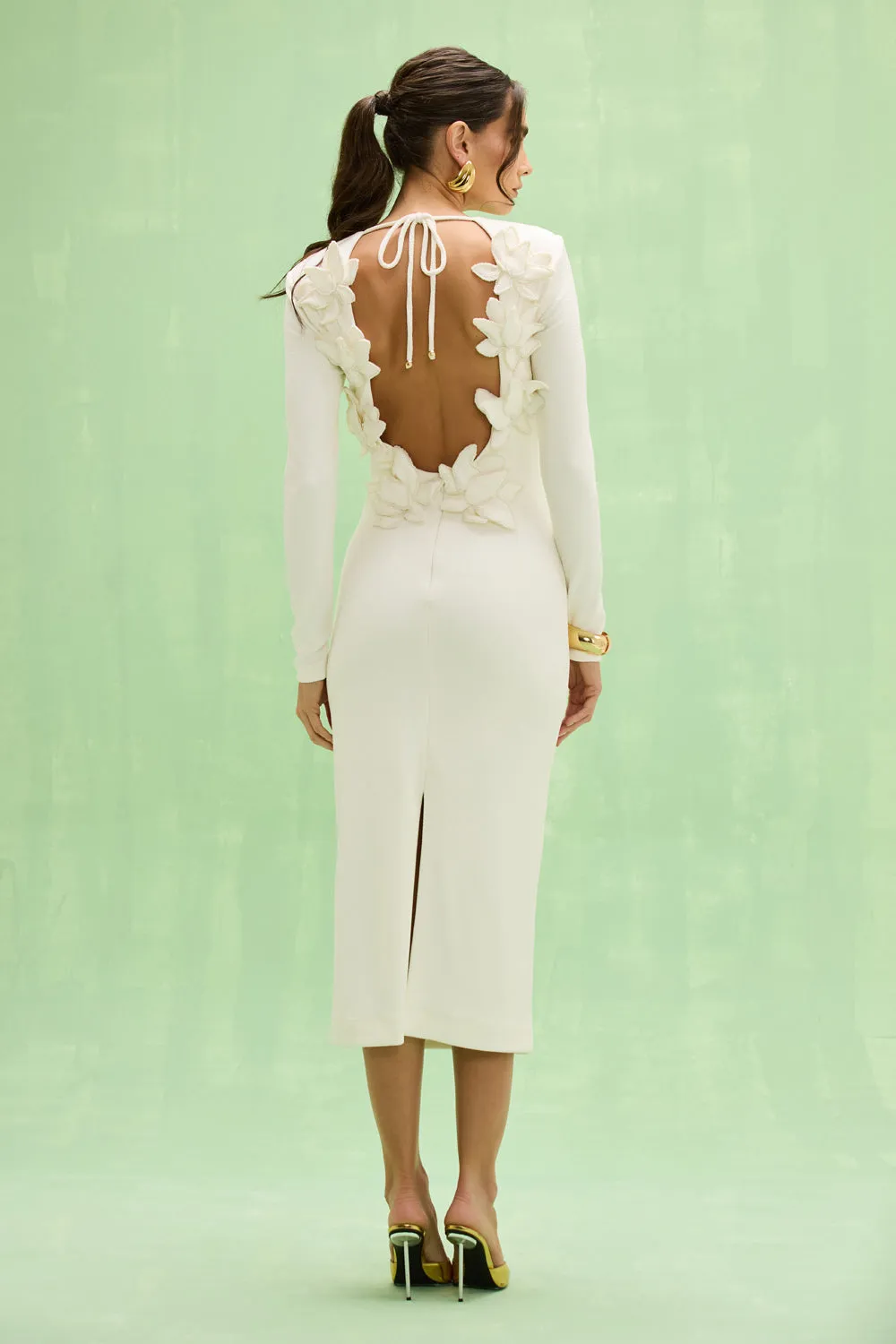 TAFFETA TARSILA FLOWERS MIDI DRESS sold by PatBO