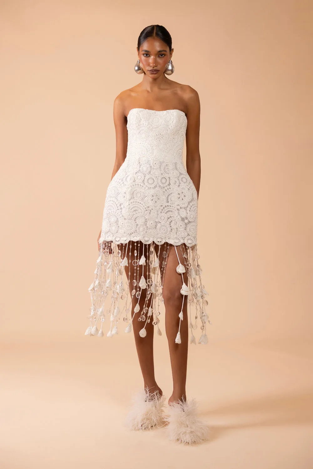 GAL EMBROIDERY FRINGE MINI DRESS (RUNWAY) sold by PatBO