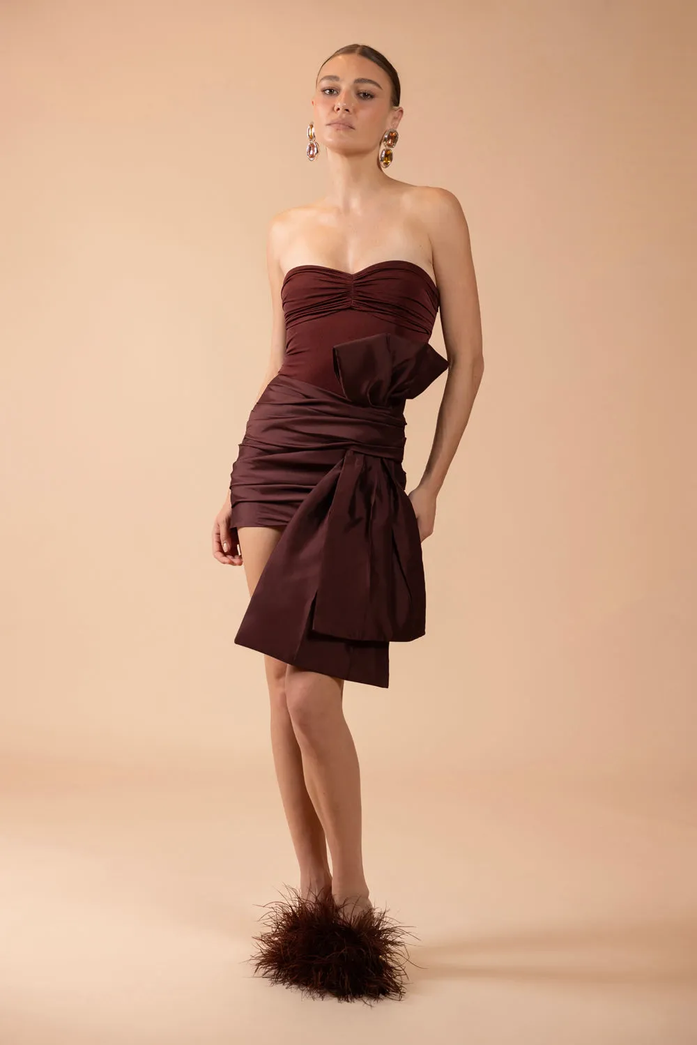 TAFFETA TARSILA BOW MINI DRESS (RUNWAY) sold by PatBO product image thumbnail 3