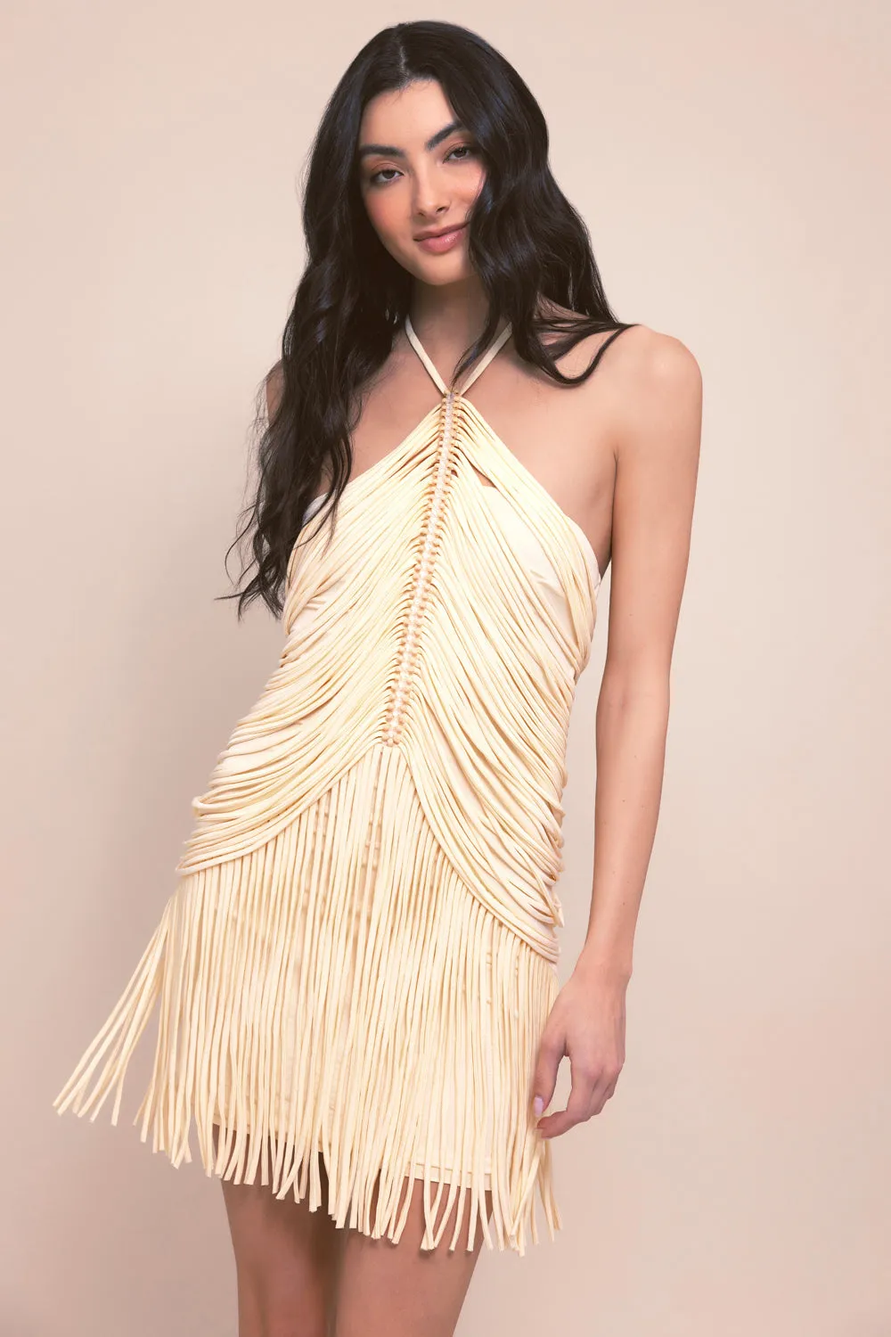 LYRIA JERSEY HALTERNECK MINI DRESS sold by PatBO