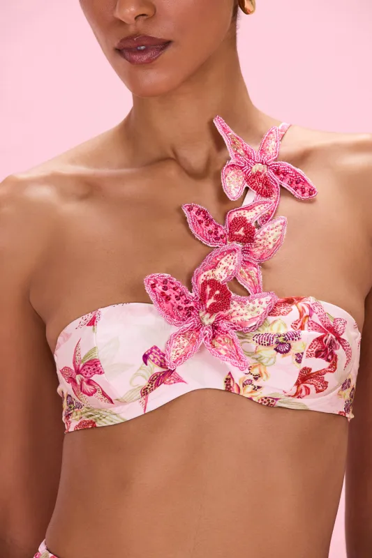 ORCHID BLOOM BEADED FLOWER BIKINI TOP made by PatBO