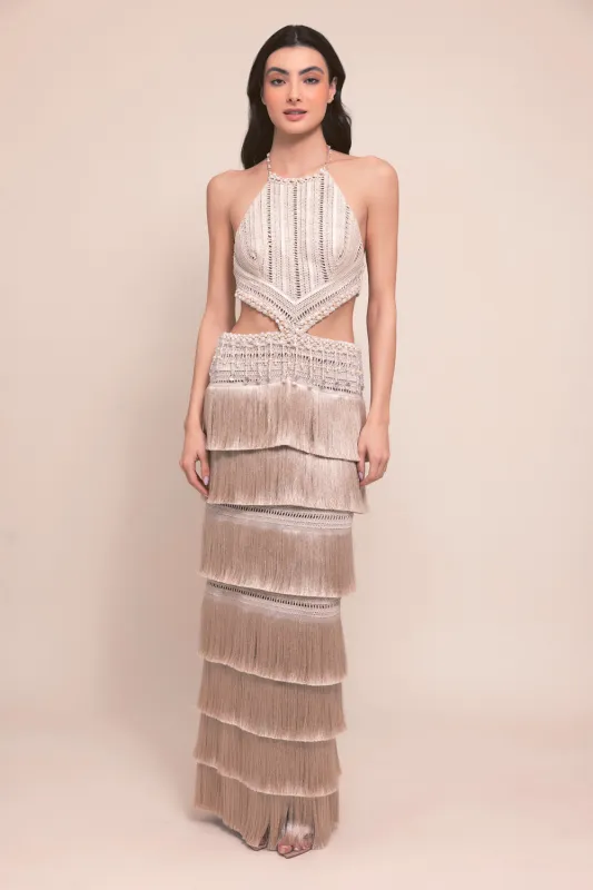 PETAL FRINGE MAXI DRESS made by PatBO