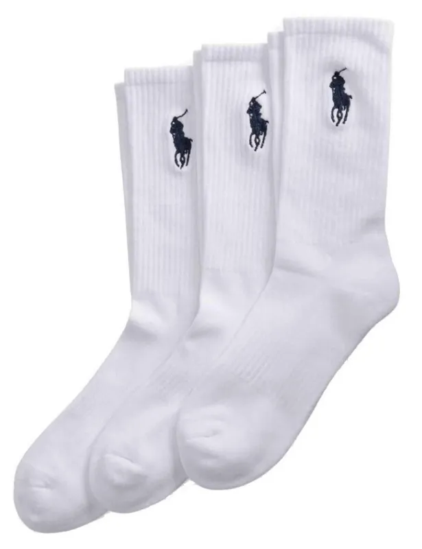 Set di 3 Calzini Crew in cotone bianco Uomo 449858064001 WHITE made by Polo by Ralph Lauren
