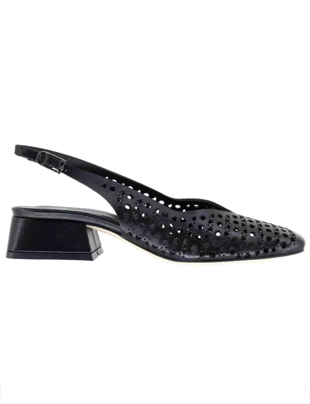 Slingback donna in pelle nera forata Donna CH2525/G 001 sold by Spatarella