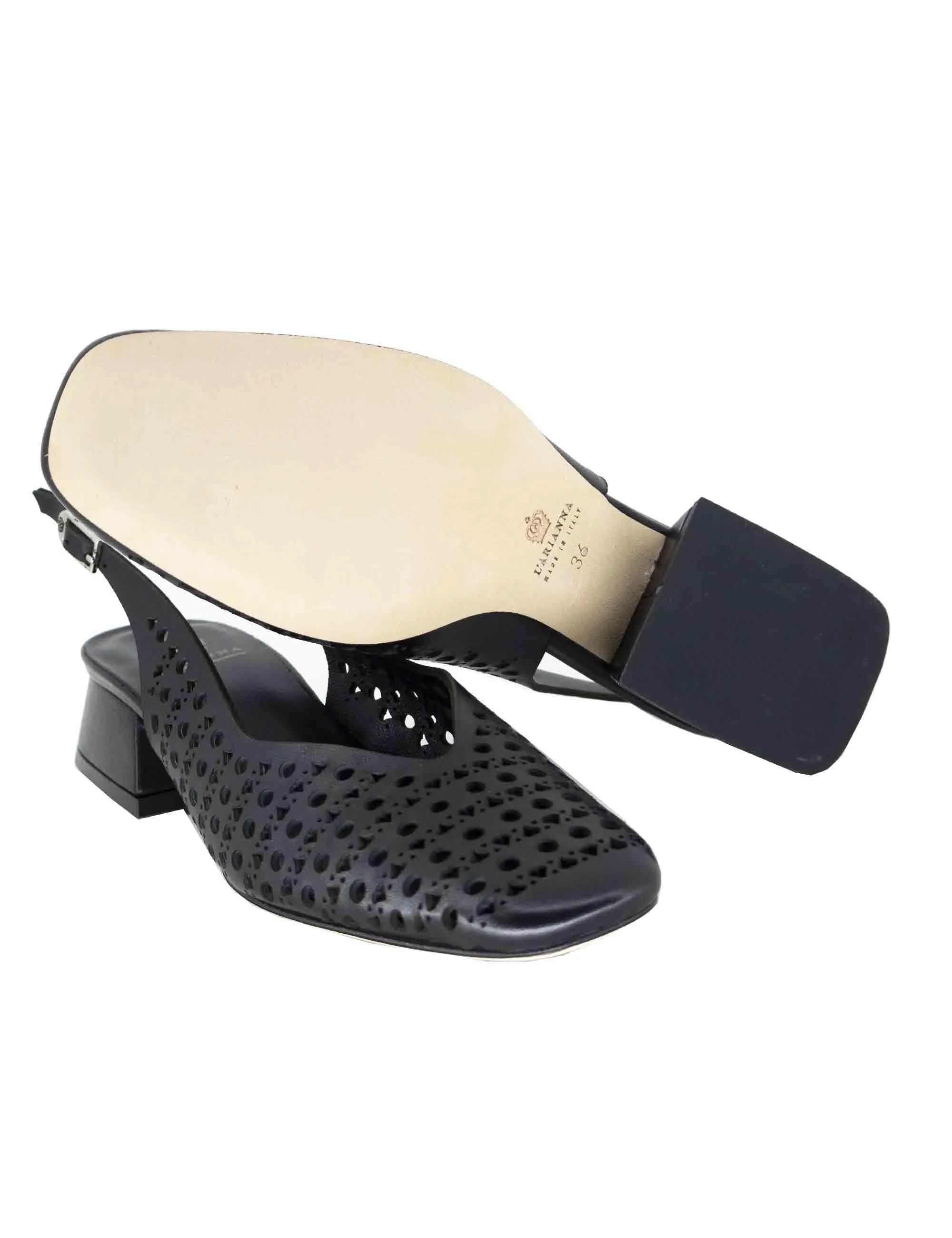 Slingback donna in pelle nera forata Donna CH2525/G 001 sold by Spatarella product image thumbnail 4