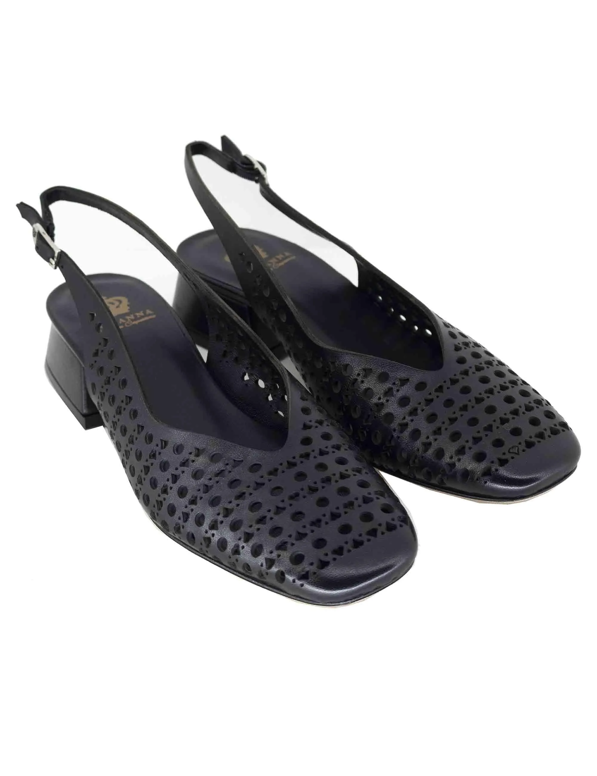 Slingback donna in pelle nera forata Donna CH2525/G 001 sold by Spatarella product image thumbnail 3