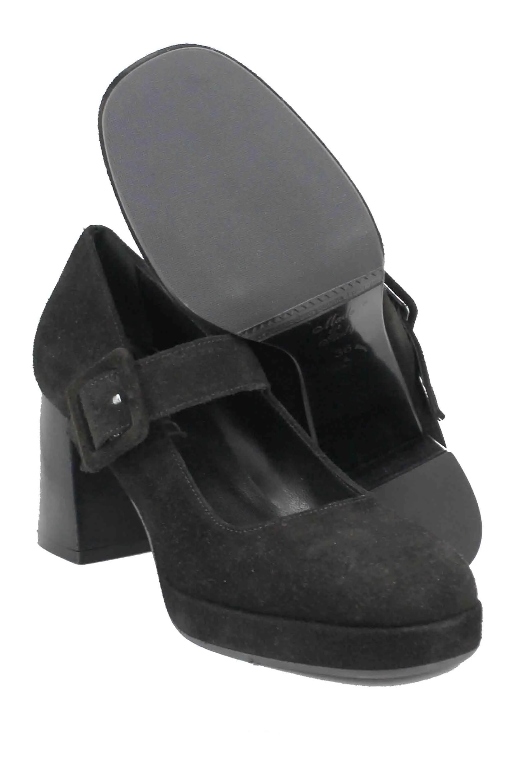 Decollete donna in camoscio nero con tacco alto e cinturino Donna INES 10 001 sold by Spatarella product image thumbnail 5