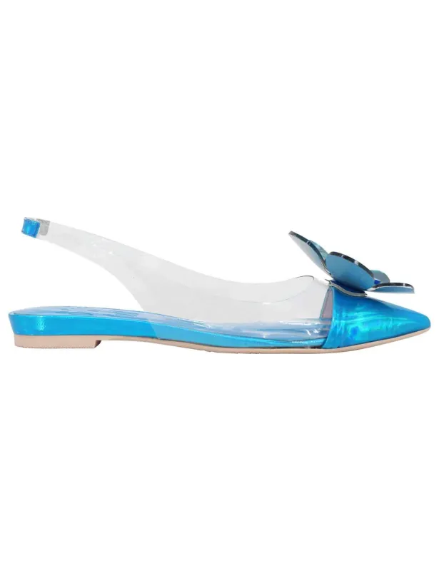 Sandali slingback bassi donna in plexy con riporti in pelle blu Donna 7676 002 made by Ras