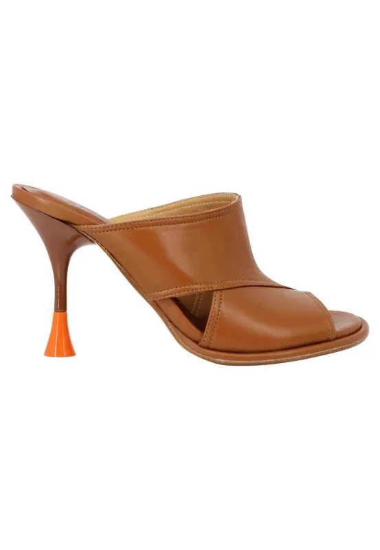 Sandali donna in pelle cuoio con tacco alto e punta tonda Donna SP659 014 sold by Spatarella