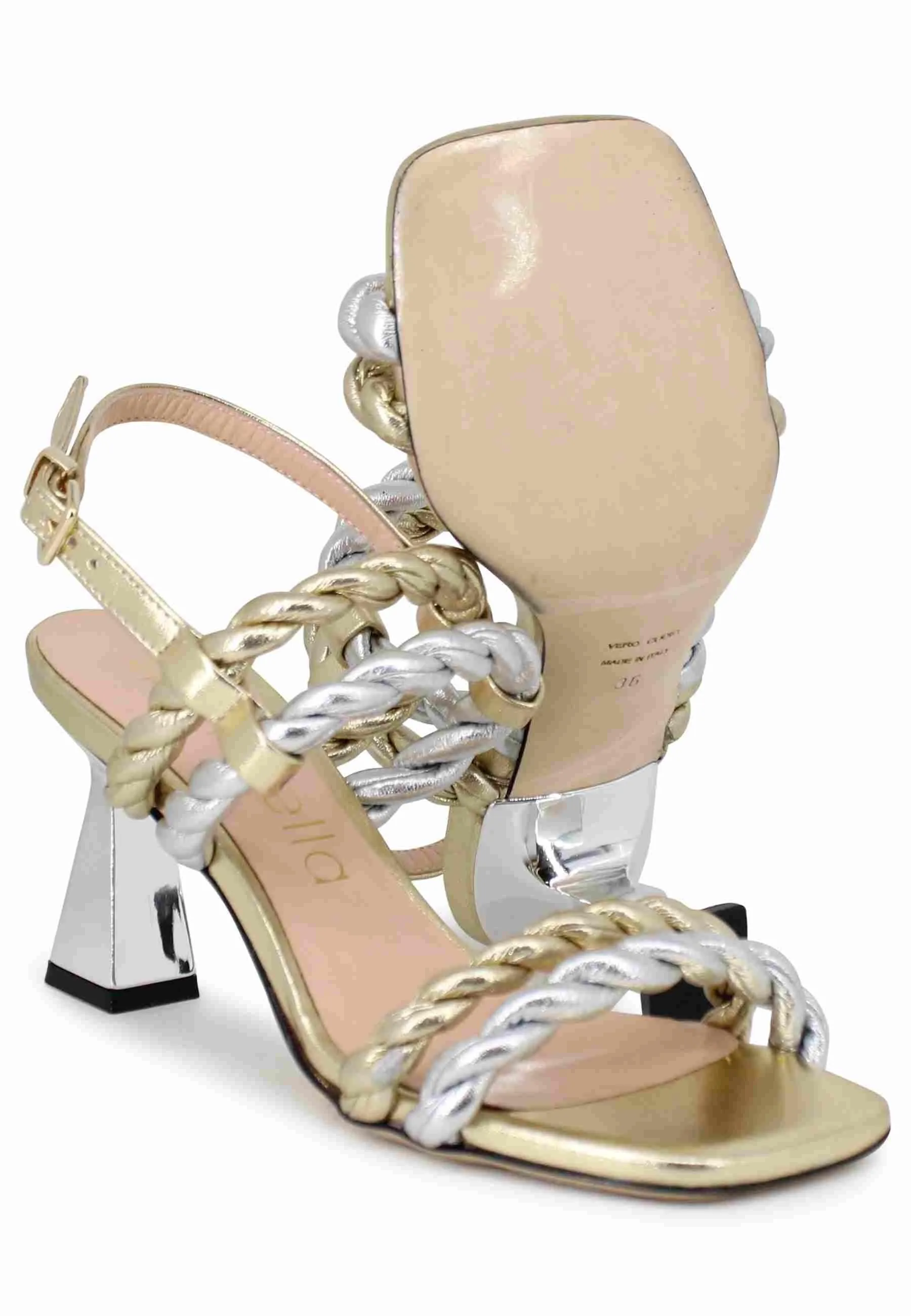 Sandali slingback donna in pelle oro e argento con tacco argento Donna SP7127 600 sold by Spatarella product image thumbnail 5