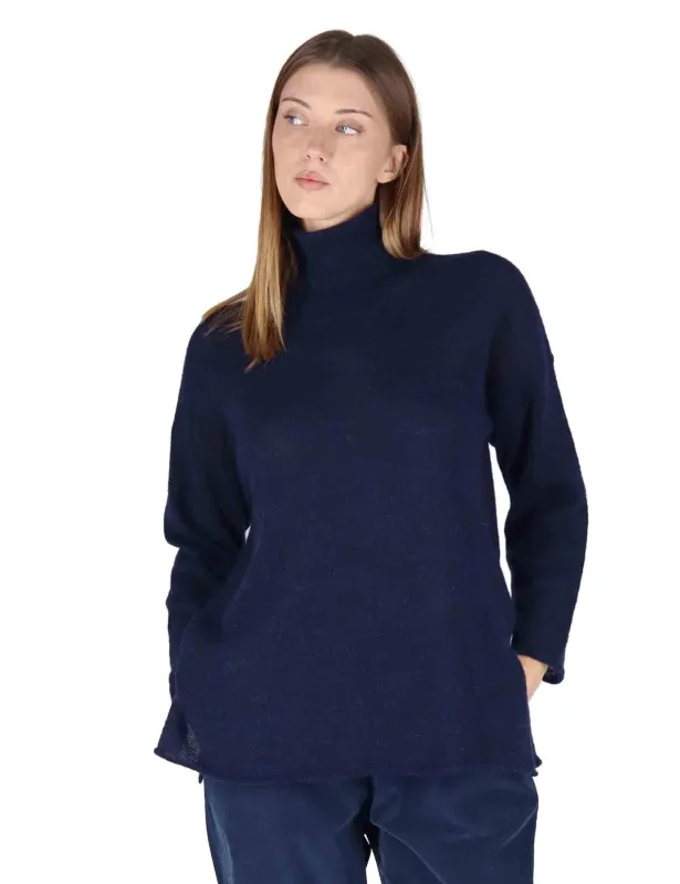 Maglioni in lana blu con collo alto Donna 3W25-MELISSA SHAG NIGHT sold by Spatarella