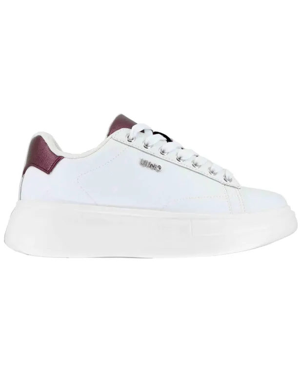 Sneakers Babol 01 in pelle bianca e suola alta 5 cm Donna BF5059PX748S3909 WHITE/CREMISI made by Liu Jo