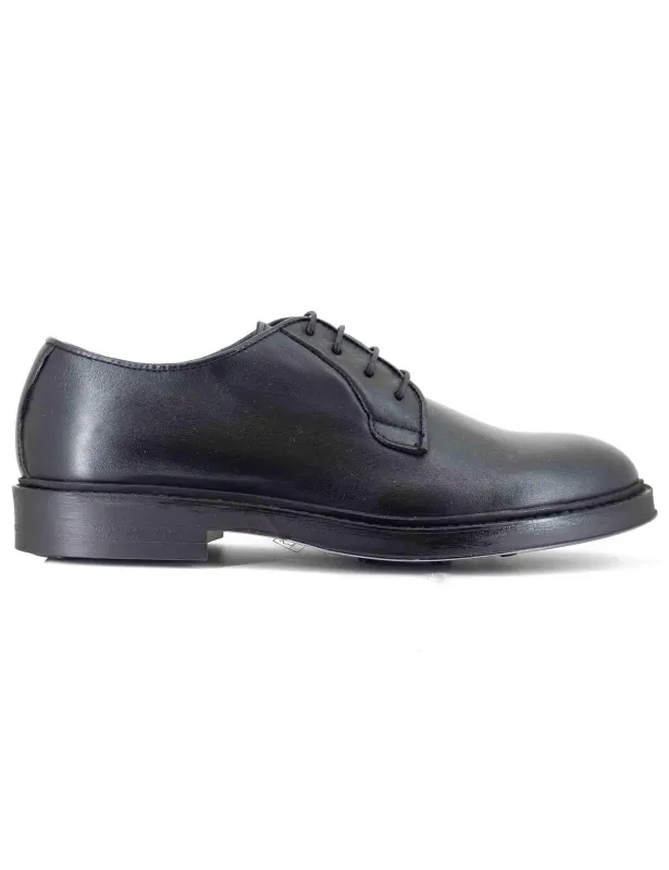 Stringate in pelle nera con suola cucita Uomo SP1145 001 made by Spatarella