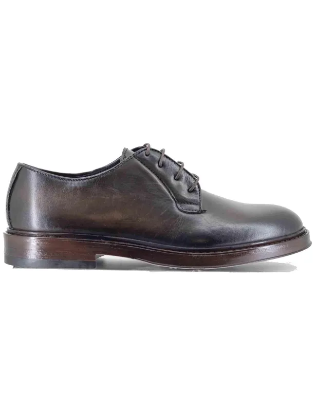 Stringate in pelle marrone con suola cucita Uomo SP1145 014 made by Spatarella