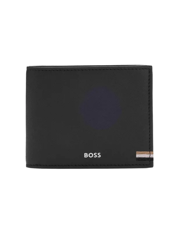 Portafogli in pelle nera con logo e doppio portatessere Uomo HBPU00014M 001 made by Hugo Boss