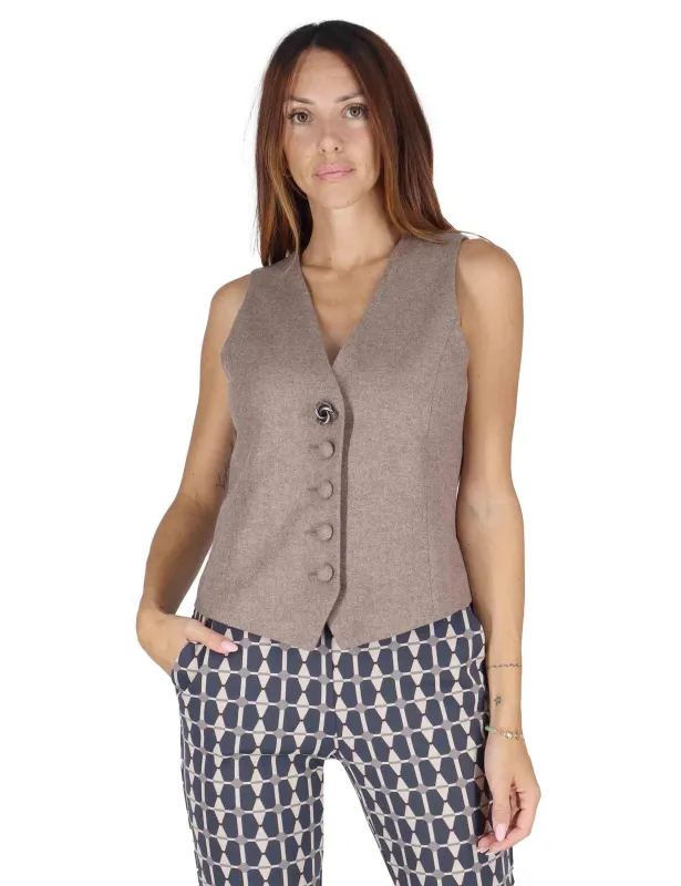 Gilet Tailored in Wool in lana taupe Donna JE112420294 11003 sold by Spatarella