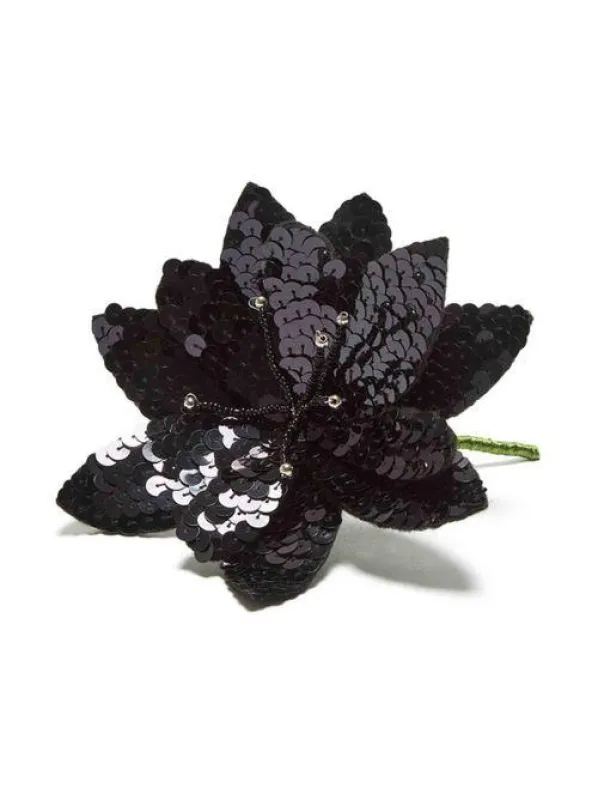 Spille Sequins Flower in paillettes nero Donna TS011491248 20000 sold by Spatarella