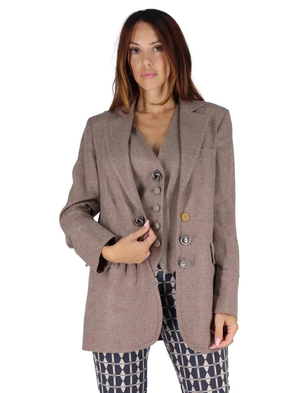 Giacche Tailored in Wool in lana taupe Donna JD647120294 11003 sold by Spatarella
