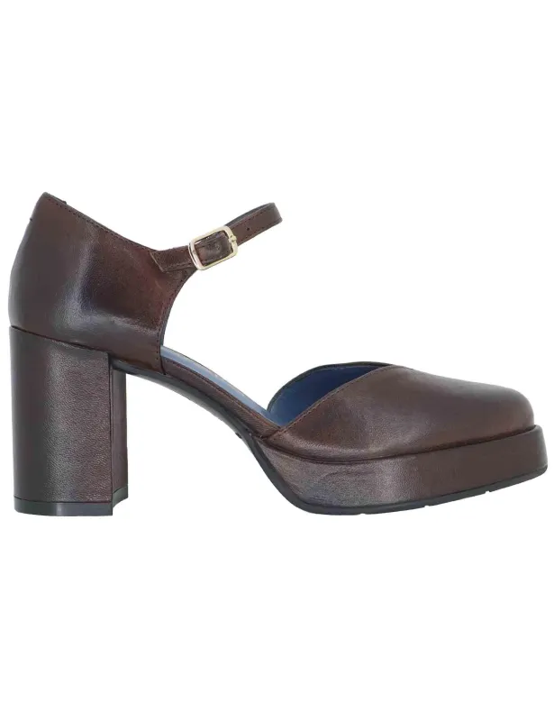 Decollete in pelle marrone con tacco alto e cinturino Donna SP2346 014 sold by Spatarella