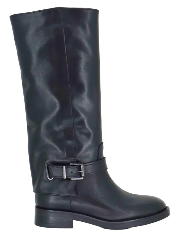 Stivali in pelle nera con ghetta Donna SP109 001 sold by Spatarella