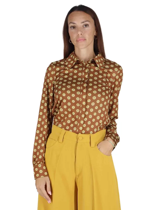 Camicie Micro Print in jersey marrone Donna JM556470654 A4153 sold by Spatarella
