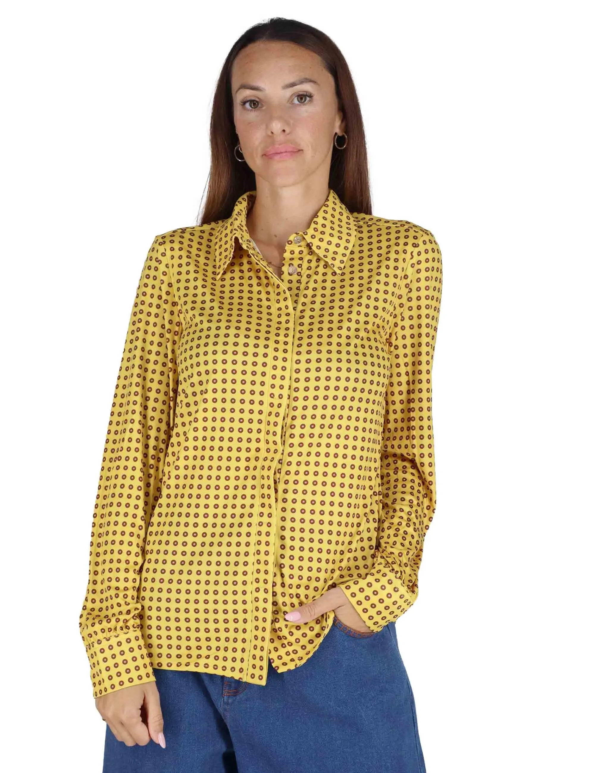 Camicie Micro Print in jersey giallo Donna JM556470654 A7090 sold by Spatarella