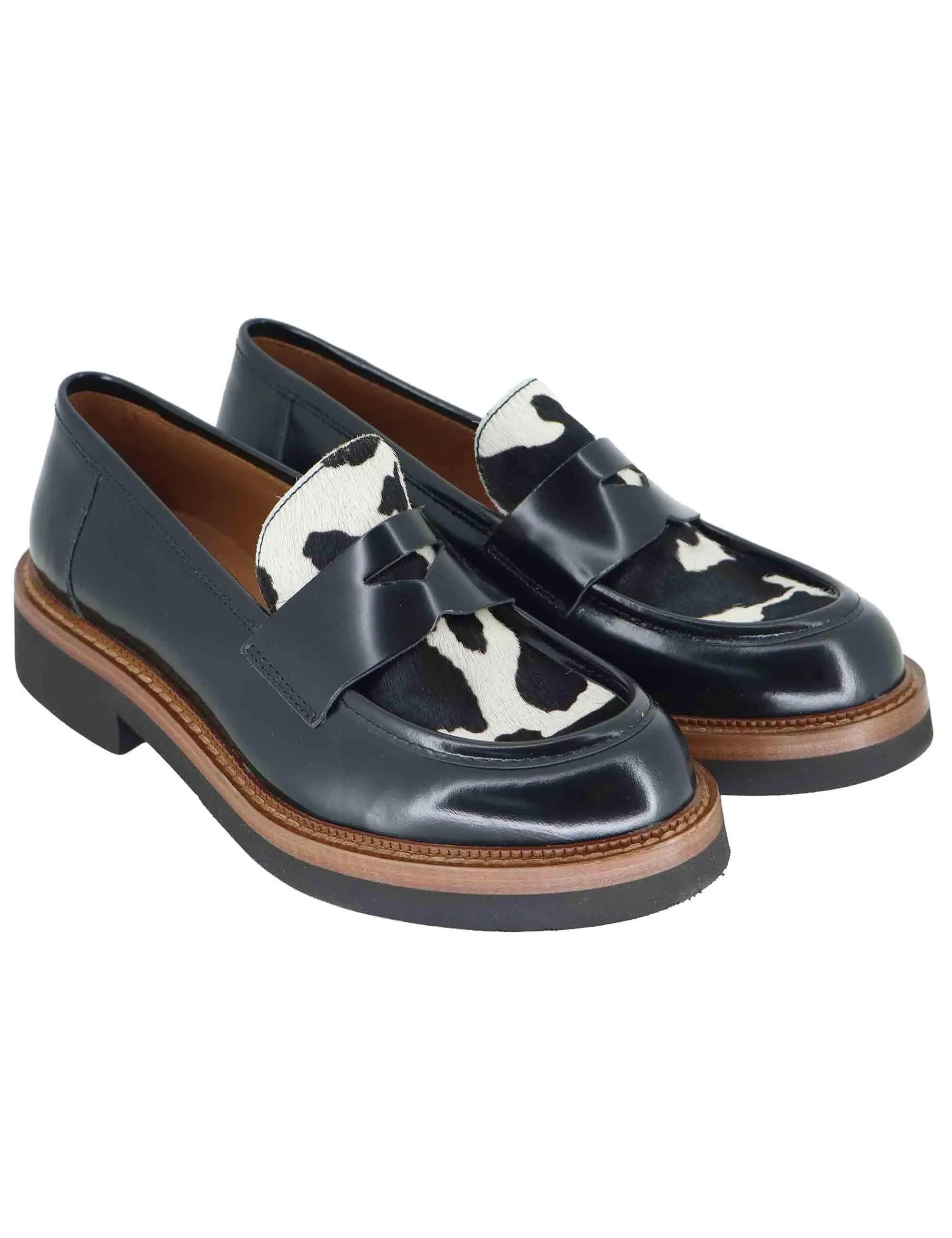 Mocassini in pelle nera con vaschetta animalier Donna SP3276 001 sold by Spatarella product image thumbnail 3