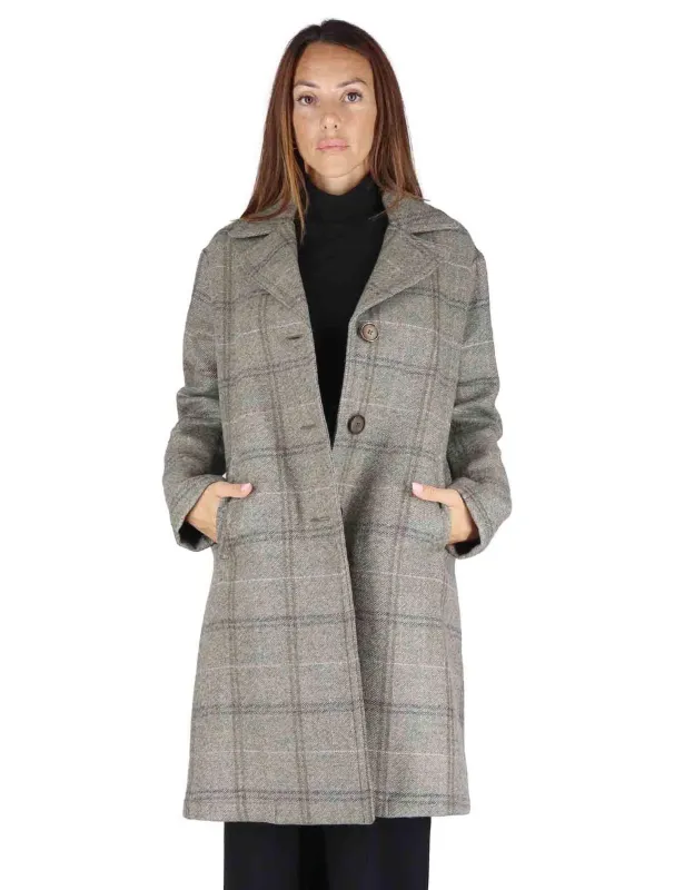 Cappotti Neve in lana grigia monopetto Donna 51260028 E099 sold by Spatarella