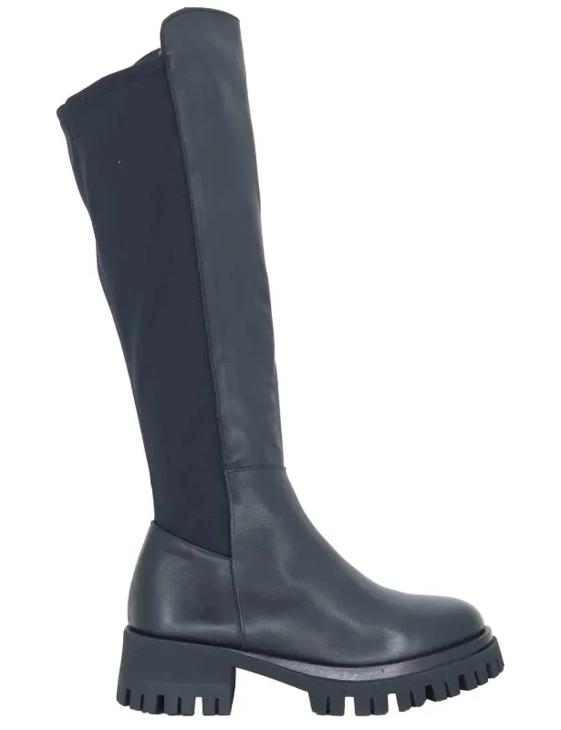 Stivali in pelle nera con elastici Donna SP7312 001 sold by Spatarella