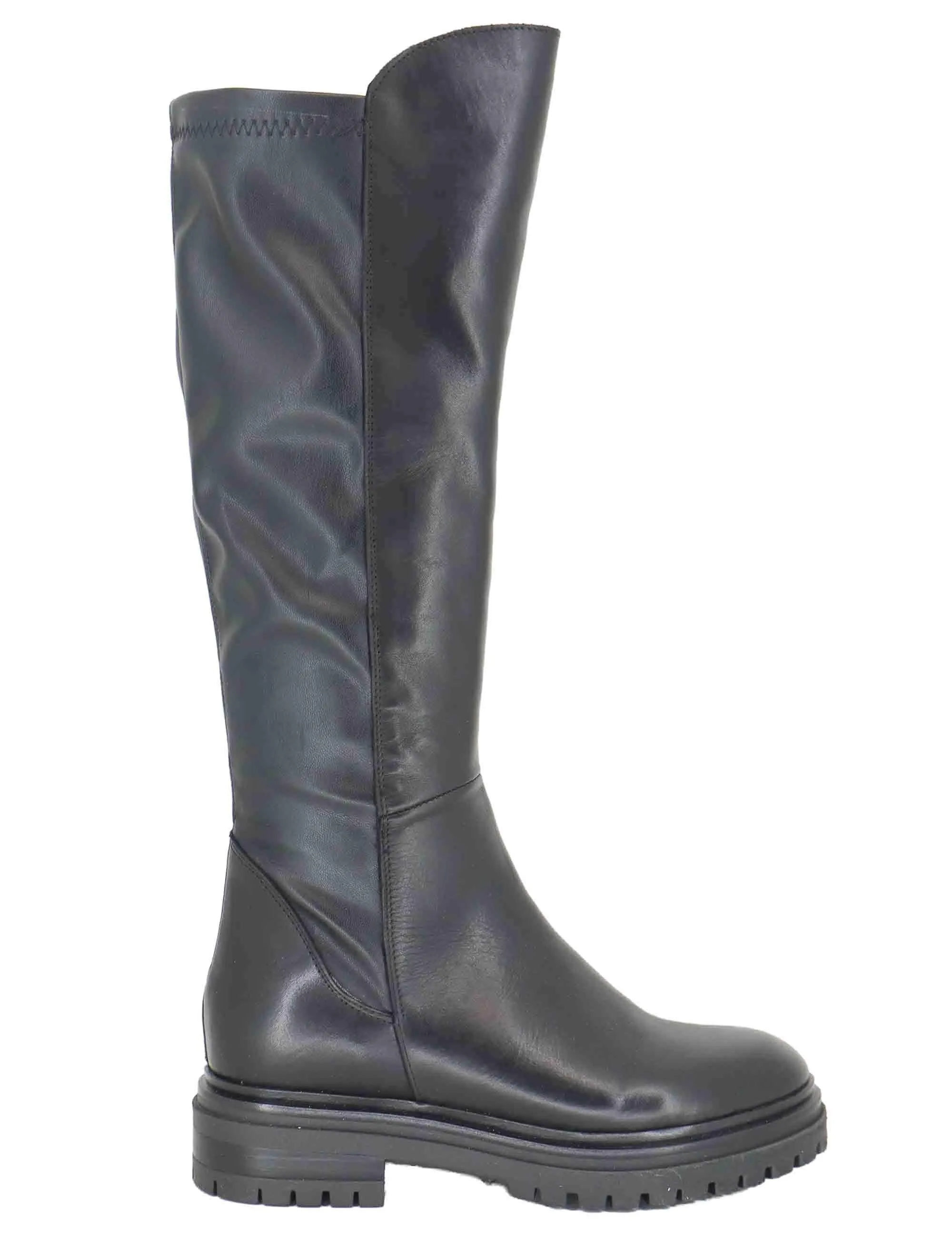 Stivali in pelle nera con suola in gomma e tacco basso Donna SPST1652 001 sold by Spatarella